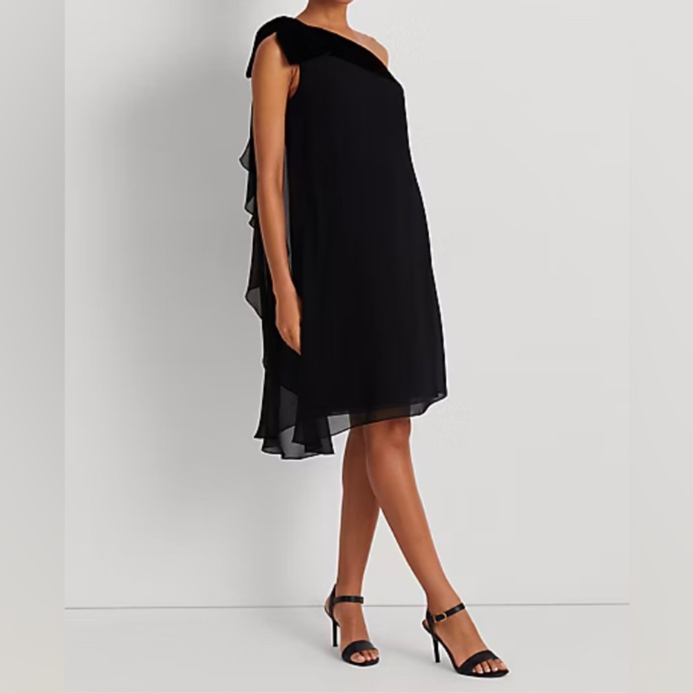 Lauren Ralph Lauren Georgette One-Shoulder Dress